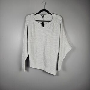 Express Dolman Sleeve Sweater grey/silver Ribbed asymmetrical Hem Womens Small